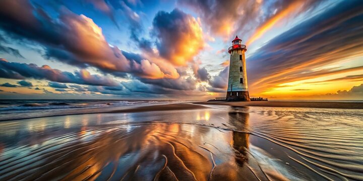 Majestic Point of Ayr Lighthouse Long Exposure at Talacre Beach, North Wales