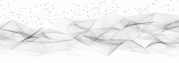 Abstract Big Data Technology Concept with Low-Poly Mesh Waves on White Background