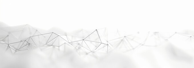 Abstract Big Data Technology Concept with Low-Poly Mesh Waves on White Background