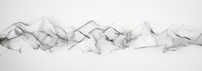 Abstract Big Data Technology Concept with Low-Poly Mesh Waves on White Background
