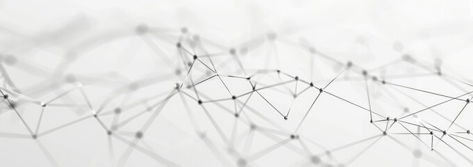 Abstract white background with a low-poly mesh of interconnected dots and lines.