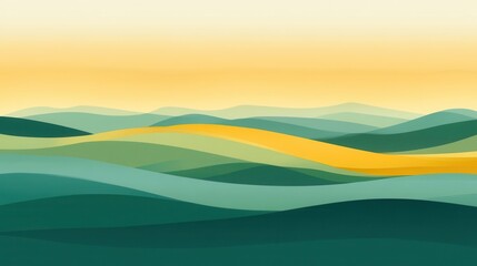 Obraz premium Serene Sunset Landscape: Rolling Hills and Golden Hues