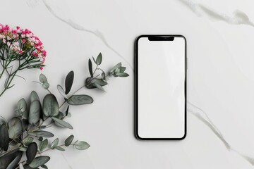 A minimalist white phone on a clean white background, perfect for branding, advertising, etc.