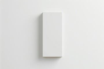 Minimalist white vertical rectangle mockup on a clean white background, front view.
