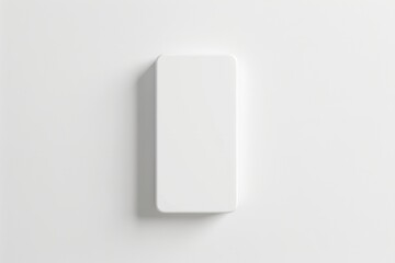 Minimalist white vertical rectangle mockup on a clean white background, front view.