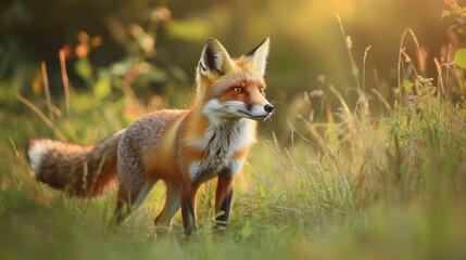 Fototapeta premium Red Fox in Golden Hour Light