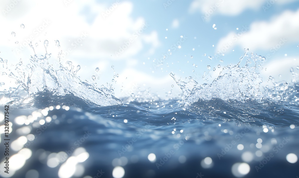 Aufkleber dynamic splashes of water under a bright sky, capturing the essence of tranquility and movement.