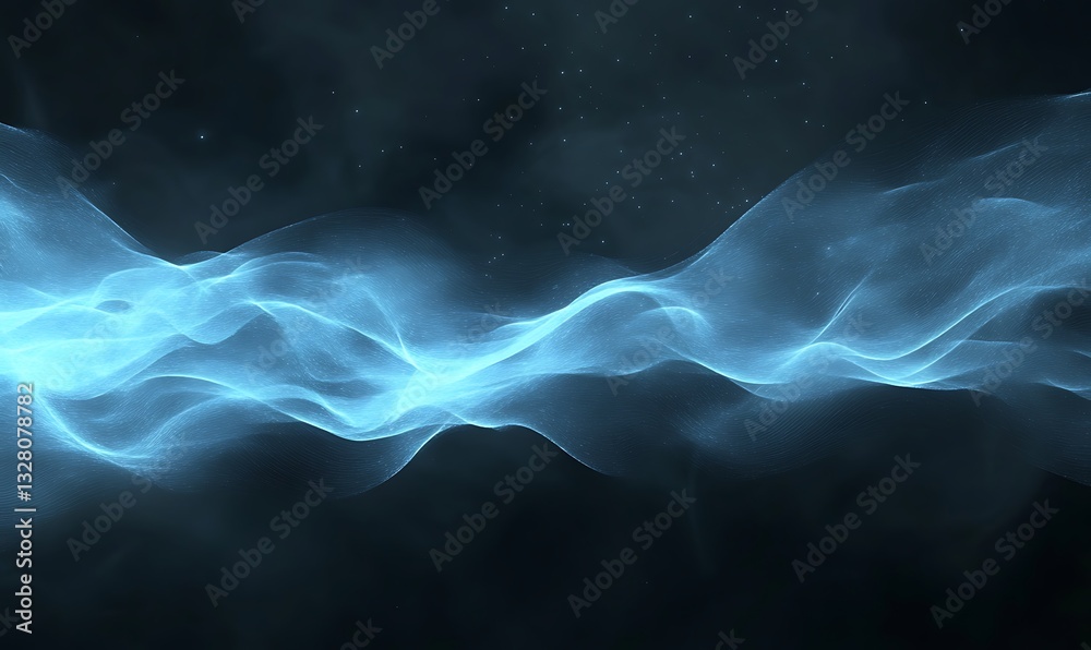 Aufkleber Abstract blue waves of light swirling in a dark background, creating a mystical atmosphere.