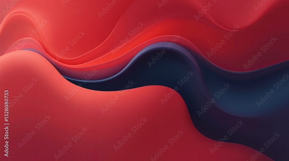 Poster a red and blue wave with a black line in the middle