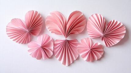 Obraz premium Romantic Pink Paper Hearts and Flowers