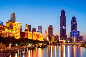 Fototapeta premium City view of Tianjin China at night