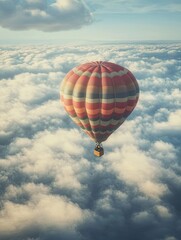 Fototapeta premium Hot Air Balloon Soaring Above Cloudscape.