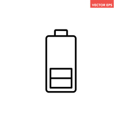 Black single low battery indicator line icon, simple charging flat design vector pictogram, infographic interface elements for app logo web button ui ux isolated on white background