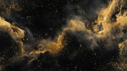 Fototapeta premium Golden Nebula in Dark Space: Abstract Cosmic Background