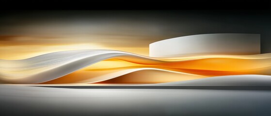 Obraz premium Abstract Architectural Waves: Golden Hour Illumination