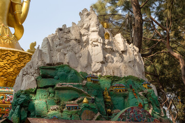 Tare Gumba located behind the golden statues of buddha at Swayambhunath, Kathmandu, Nepal