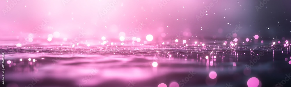 Aufkleber Soft pink and purple bokeh lights reflecting on a tranquil water surface create a dreamy atmosphere.