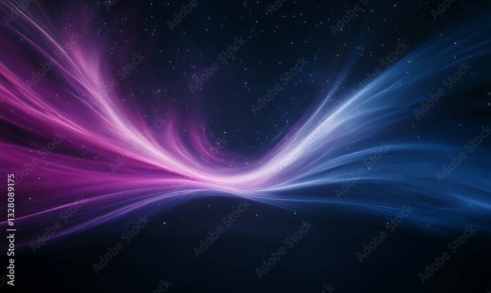 Leinwandbilder abstract waves of pink and blue light against a dark background, creating a dynamic visual effect.