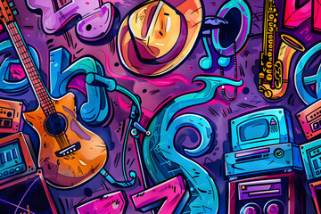 Obraz premium A Vibrant Collage Representing Different American Music Genres