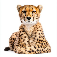 Cheetah isolated on white background.