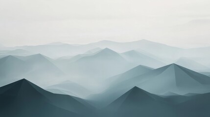 Misty Blue Mountain Range Aerial View