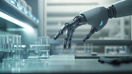 Robotic Arm Handling Test Tubes in a Modern Laboratory