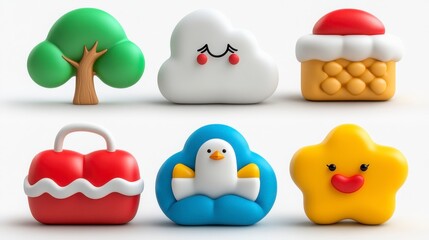Cute Colorful Toy Figurines for Playful Children&rsquo;s Environments