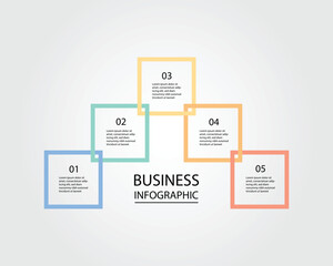 Business Infographic modern design template for banners and infographics for 5 square timeline step 