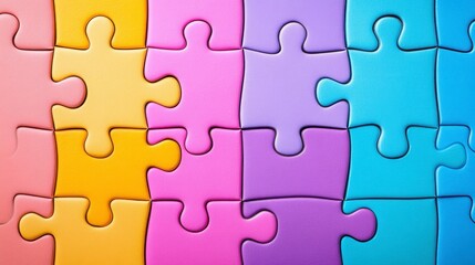Colorful Puzzle Pieces Arrangement on a Bright Background