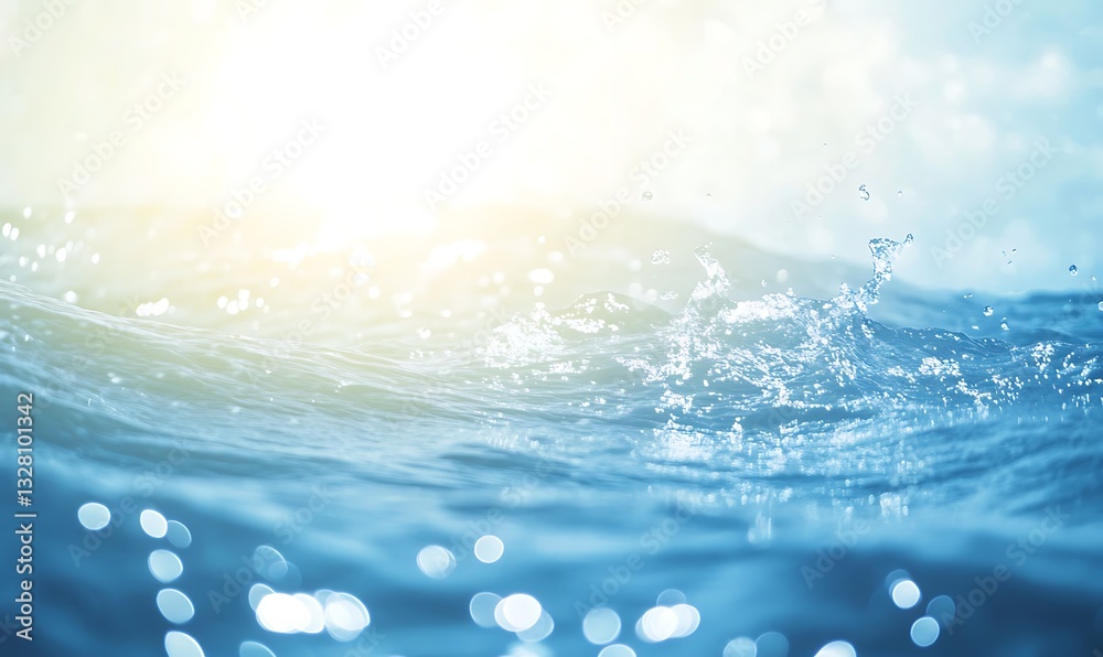 Poster sparkling water surface illuminated by sunlight creates a serene and refreshing ambiance.