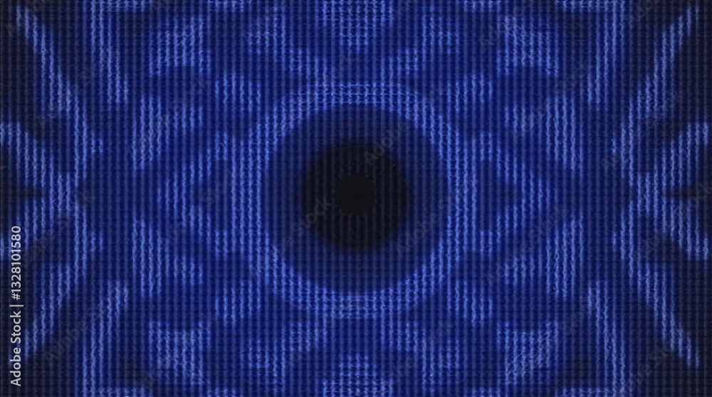 Poster a blue and black image with a large circle in the center