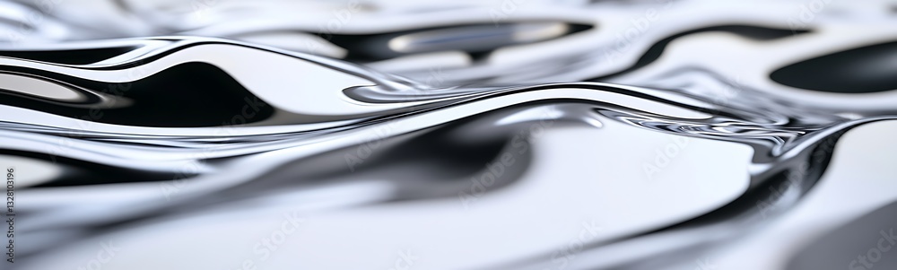 Aufkleber shiny metallic surface with smooth, flowing waves and reflections.