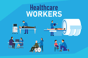 Healthcare Workers and Medical Professionals – Modern Healthcare 2d flat vector illustrations