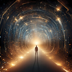 Quantum leap through a tunnel of light.