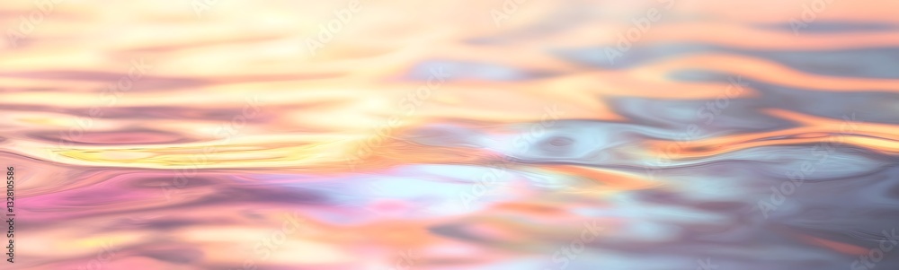 Aufkleber Soft, colorful reflections shimmering on the water's surface create a tranquil atmosphere.
