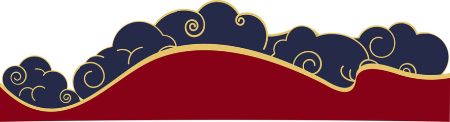 Lunar New Year Festive Footer with Abstract Oriental Patterns