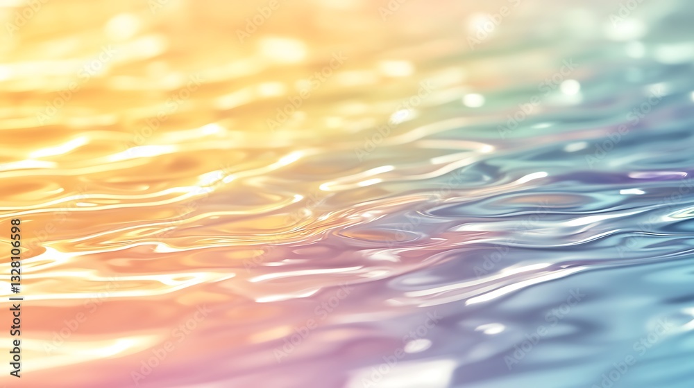 Aufkleber softly rippling water with colorful reflections and gentle waves in a serene environment.
