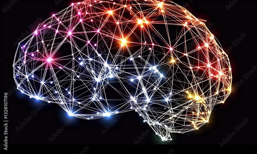 Aufkleber Neural network brain.  Complex interconnected pathways