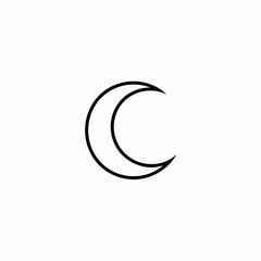 Naklejka premium Crescent Moon Icon – Simple Vector Line Art of a Lunar Crescent, for Night, Sleep, and Astronomy Designs