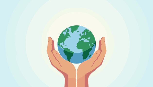 Hands Holding Earth &ndash; Vector Illustration of Global Care and Environmental Awareness, for Sustainability Designs