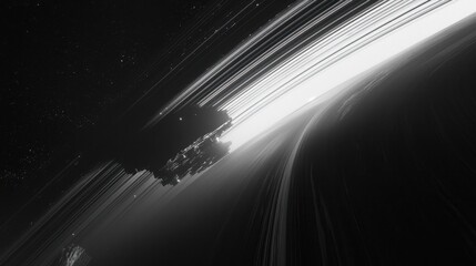 Stunning Abstract Representation of Space with Striking Rings and Stars