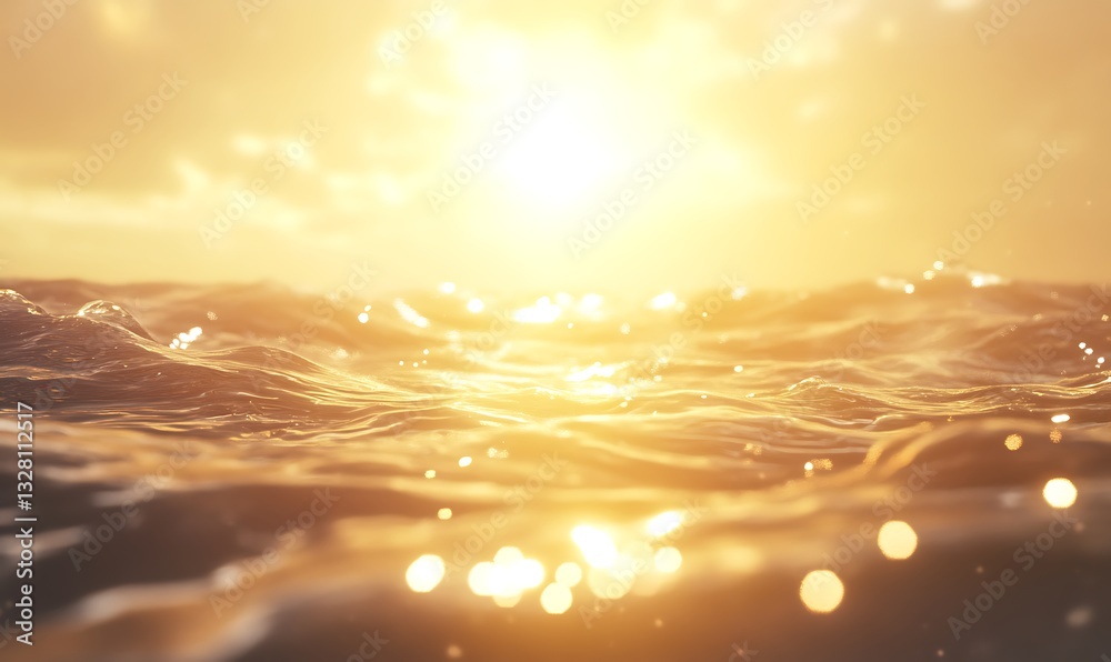 Fototapete sunset reflecting on calm ocean waves, creating a serene and tranquil atmosphere.