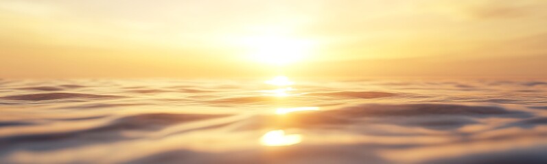 Obraz premium Sunset over calm ocean waters, creating a serene and tranquil atmosphere.