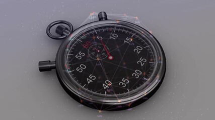Displaying stopwatch time with data processing and network connection animation overlay - Powered by Adobe