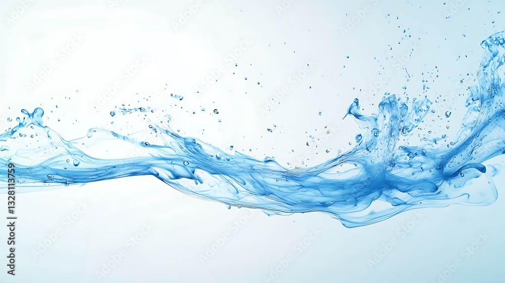 Aufkleber flowing water splash on a clean background, showcasing dynamic movement and freshness.