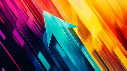 Abstract Upward Arrow in Vibrant Color Gradient Background