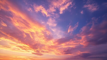 Fototapeta premium Vibrant Sunset Sky with Pink Purple and Orange Clouds