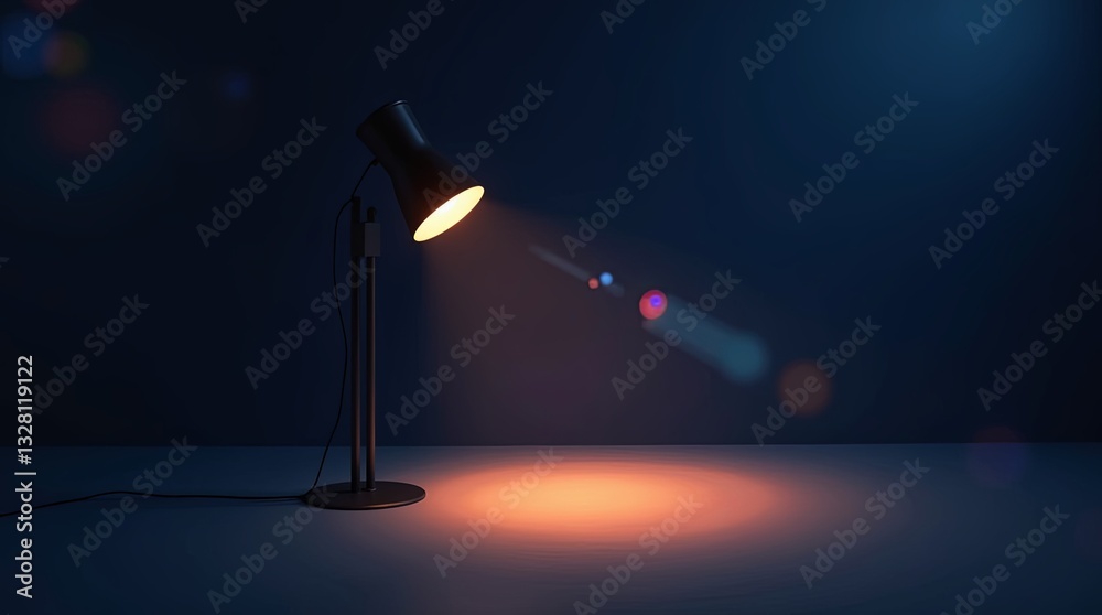 Aufkleber a lamp is lit up and shining on a dark background