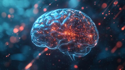 Fototapeta premium Glowing Human Brain Neural Network Digital Abstract