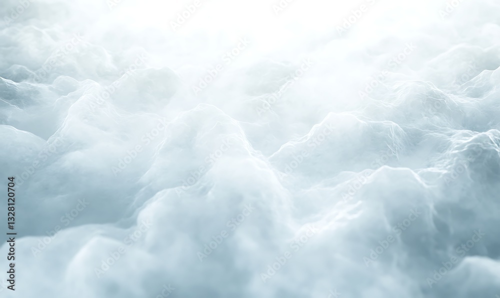 Poster soft, airy clouds create a serene and peaceful atmosphere in a bright sky.